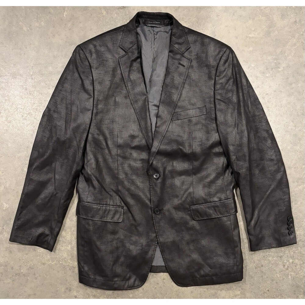 Calvin Klein Black Shiny Tuxedo Sport Coat 40R Two Button Single Breasted